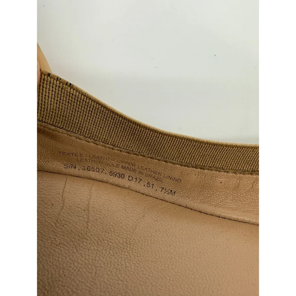 Tory Burch Reva Ballet Flats Size 7.5M Tan Leather Gold Logo Classic Preppy Chic